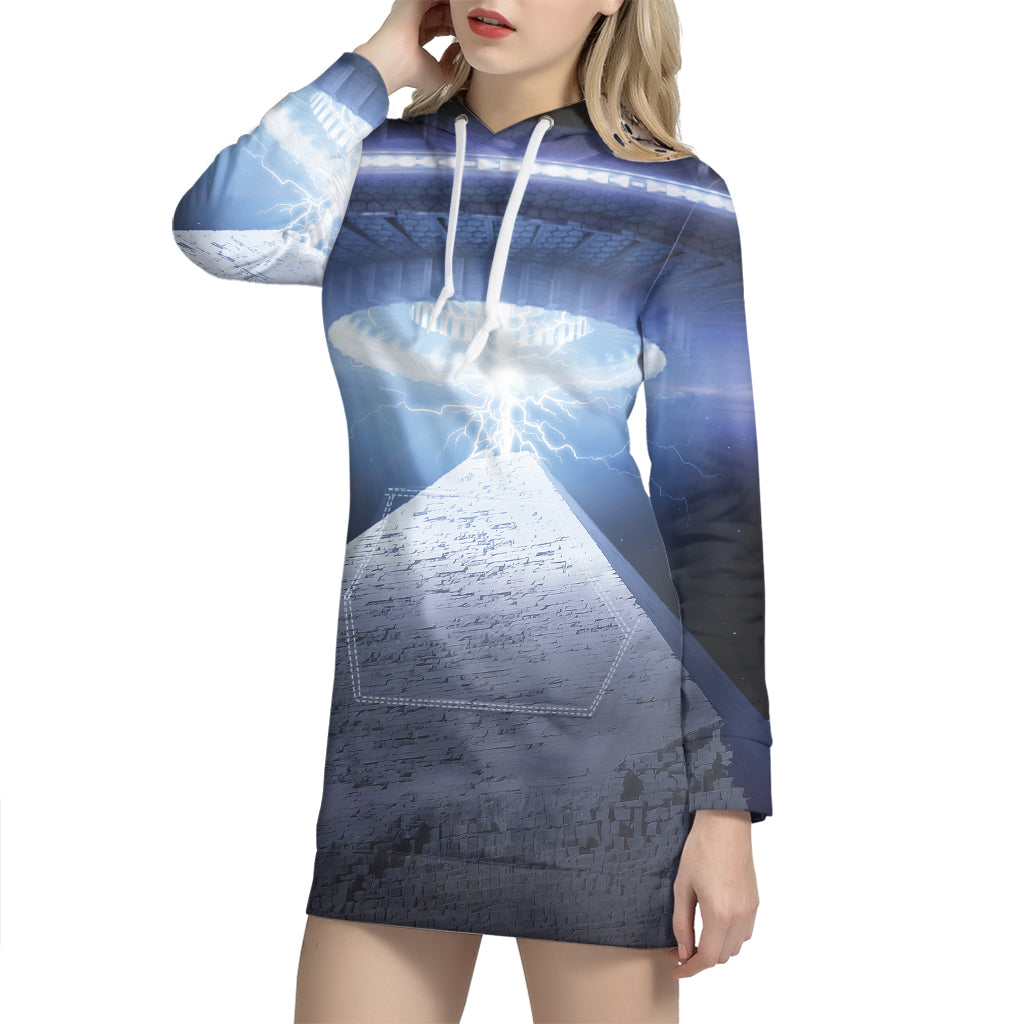 UFO Pyramid Print Hoodie Dress