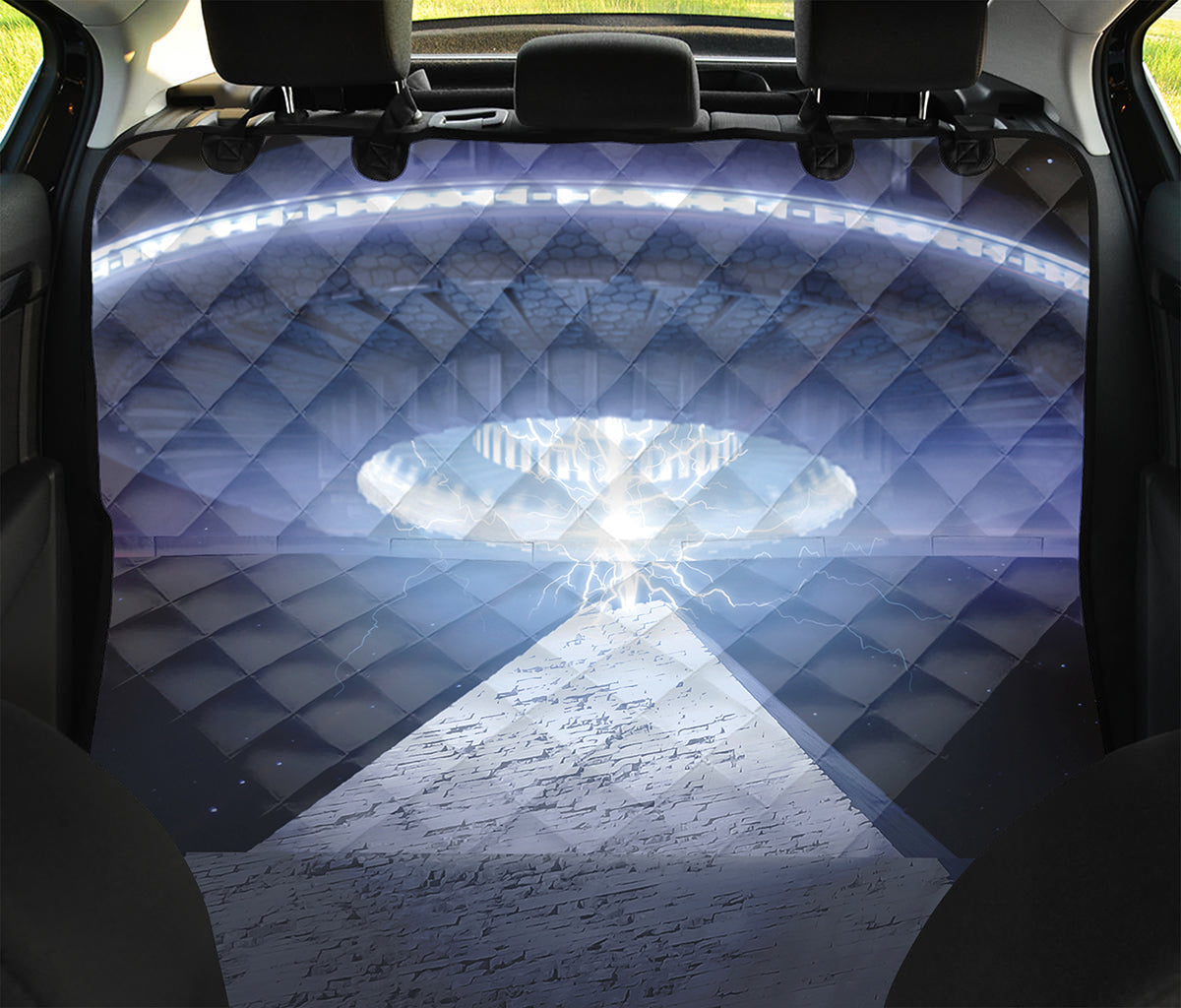 UFO Pyramid Print Pet Car Back Seat Cover