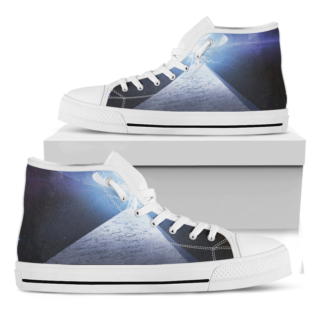 UFO Pyramid Print White High Top Shoes