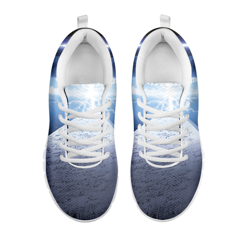 UFO Pyramid Print White Sneakers