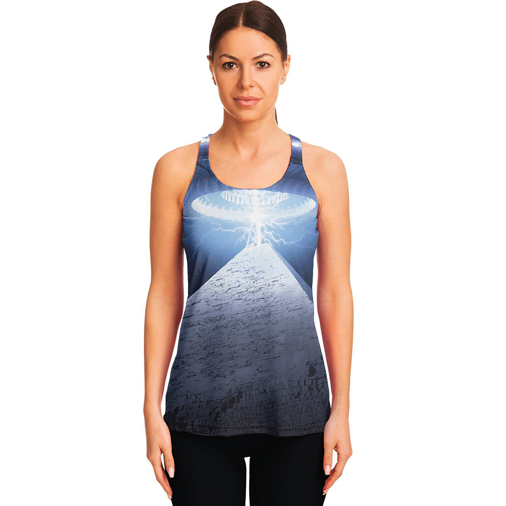 UFO Pyramid Print Women's Racerback Tank Top