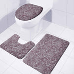Umber Floral Bohemian Pattern Print 3 Piece Bath Mat Set