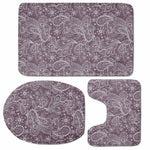 Umber Floral Bohemian Pattern Print 3 Piece Bath Mat Set