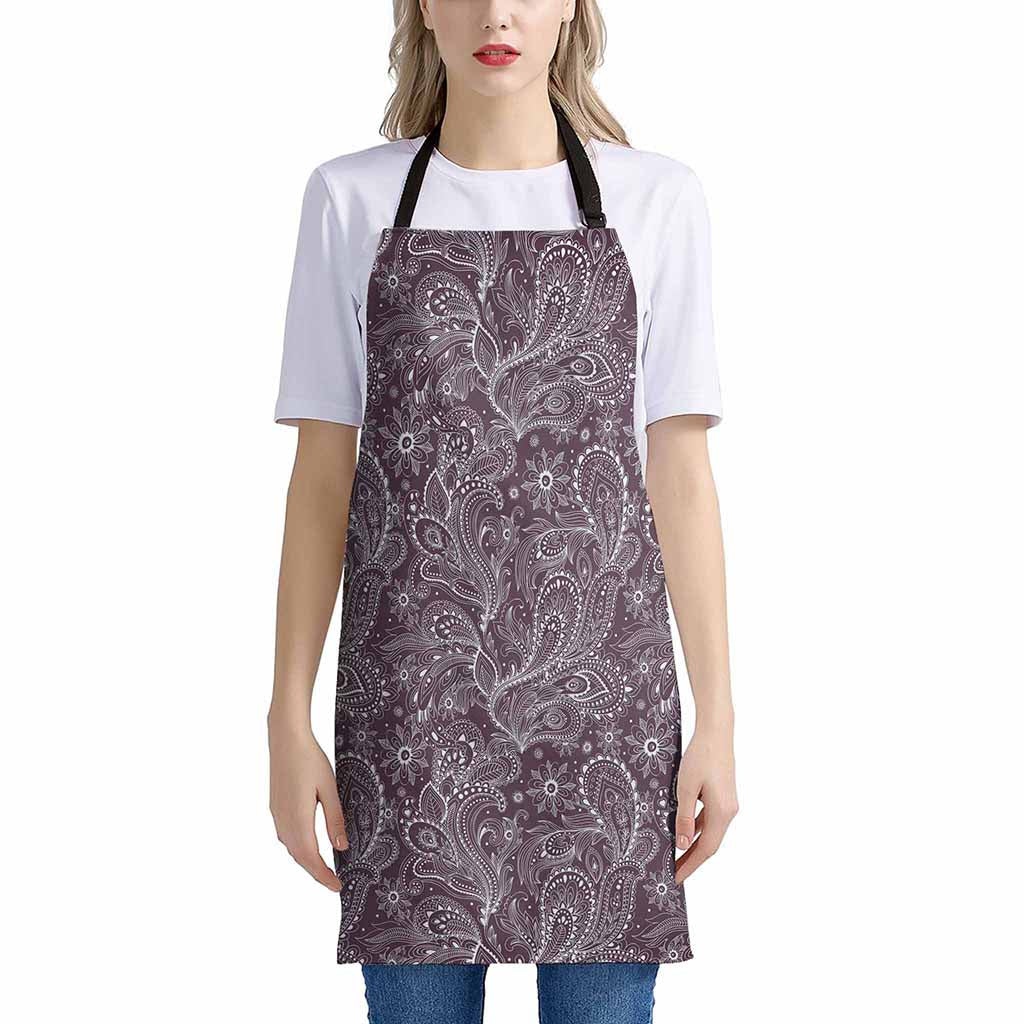 Umber Floral Bohemian Pattern Print Apron