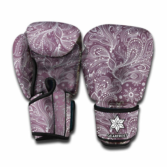 Umber Floral Bohemian Pattern Print Boxing Gloves