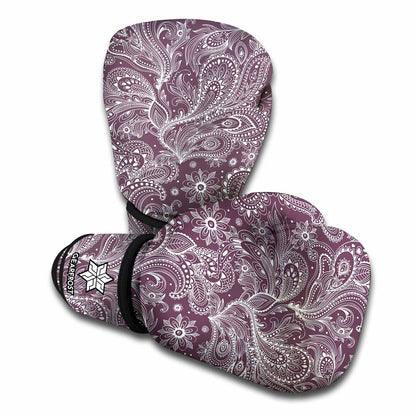 Umber Floral Bohemian Pattern Print Boxing Gloves