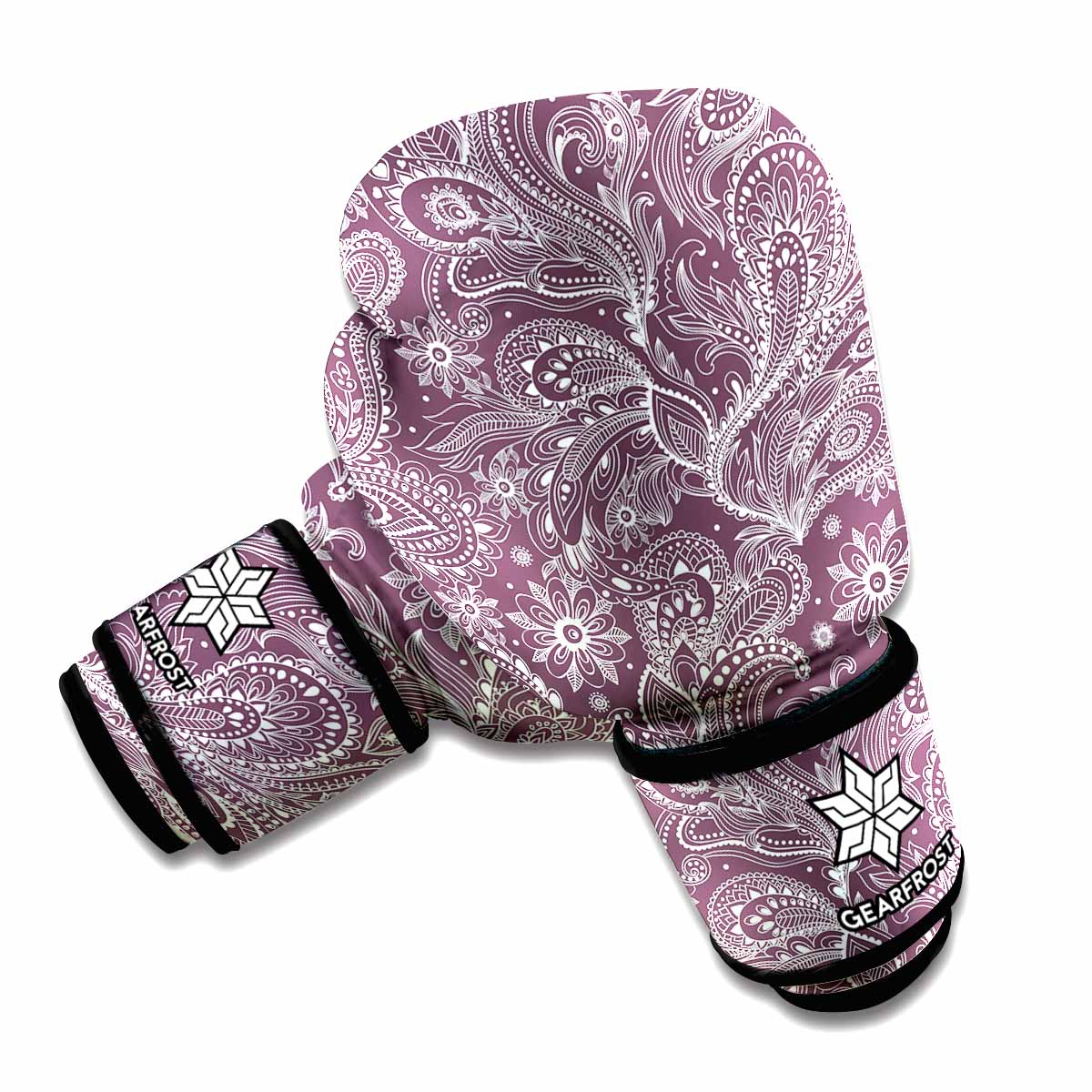 Umber Floral Bohemian Pattern Print Boxing Gloves