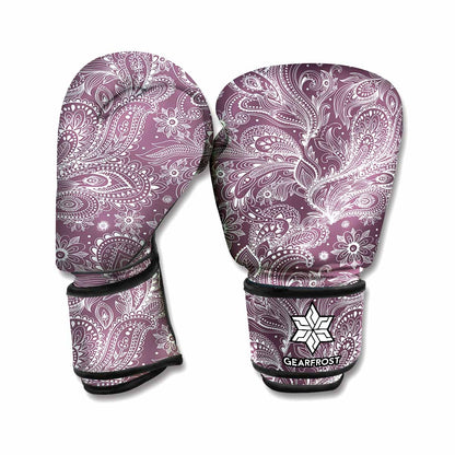 Umber Floral Bohemian Pattern Print Boxing Gloves