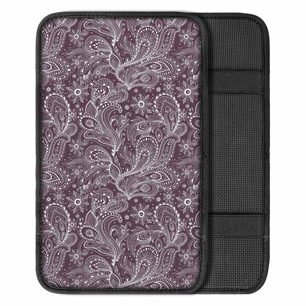 Umber Floral Bohemian Pattern Print Car Center Console Cover