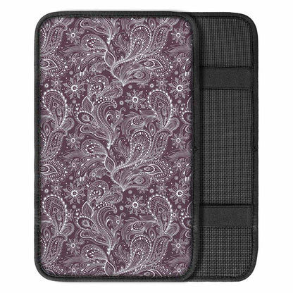 Umber Floral Bohemian Pattern Print Car Center Console Cover