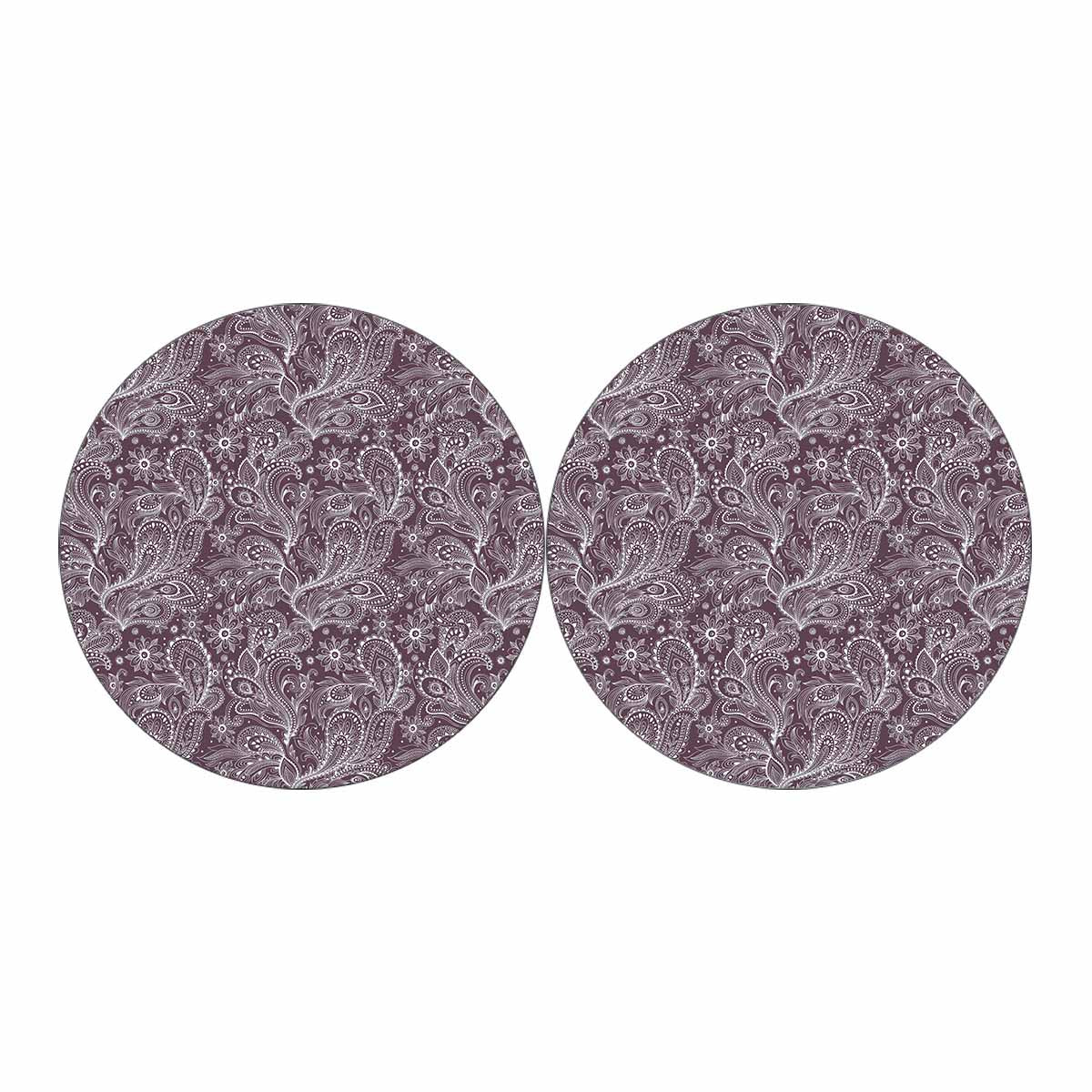 Umber Floral Bohemian Pattern Print Car Coasters