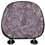 Umber Floral Bohemian Pattern Print Car Headrest Covers