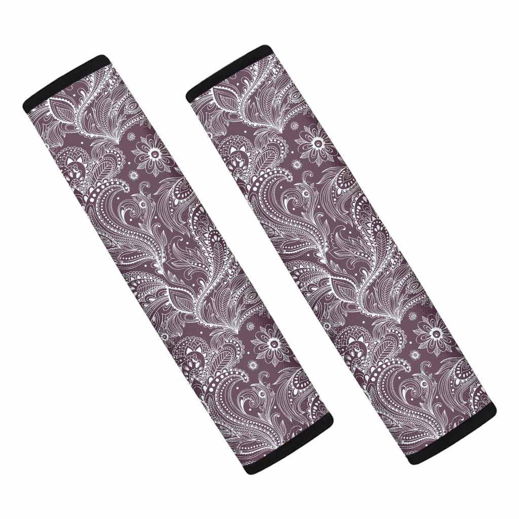 Umber Floral Bohemian Pattern Print Car Seat Belt Covers