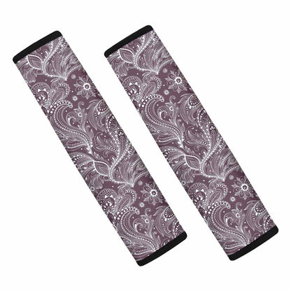 Umber Floral Bohemian Pattern Print Car Seat Belt Covers