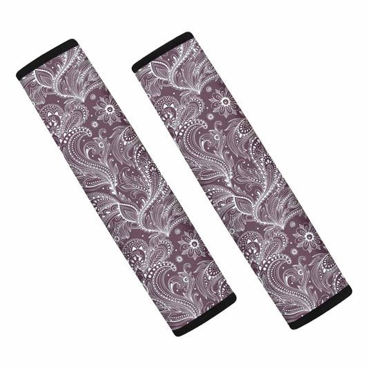 Umber Floral Bohemian Pattern Print Car Seat Belt Covers