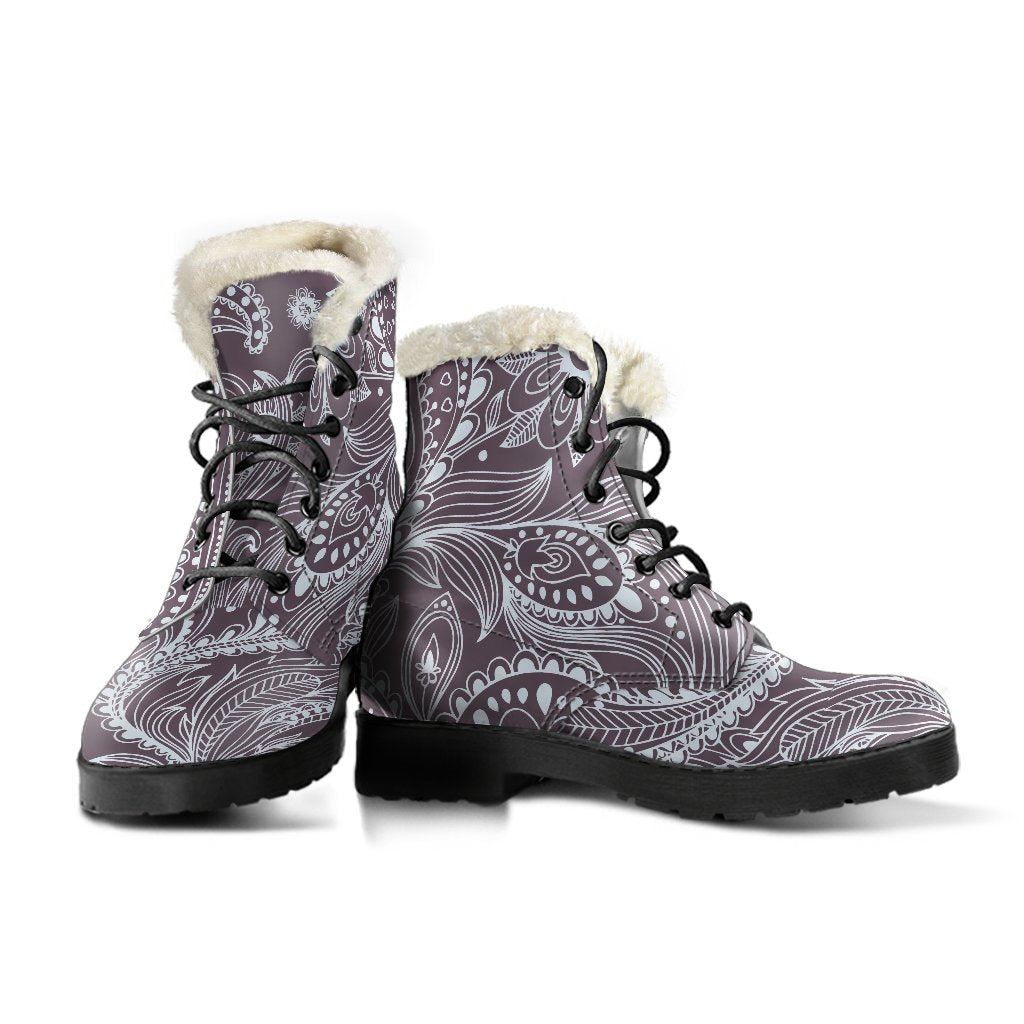 Umber Floral Bohemian Pattern Print Comfy Boots GearFrost