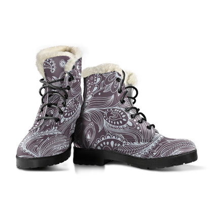Umber Floral Bohemian Pattern Print Comfy Boots GearFrost