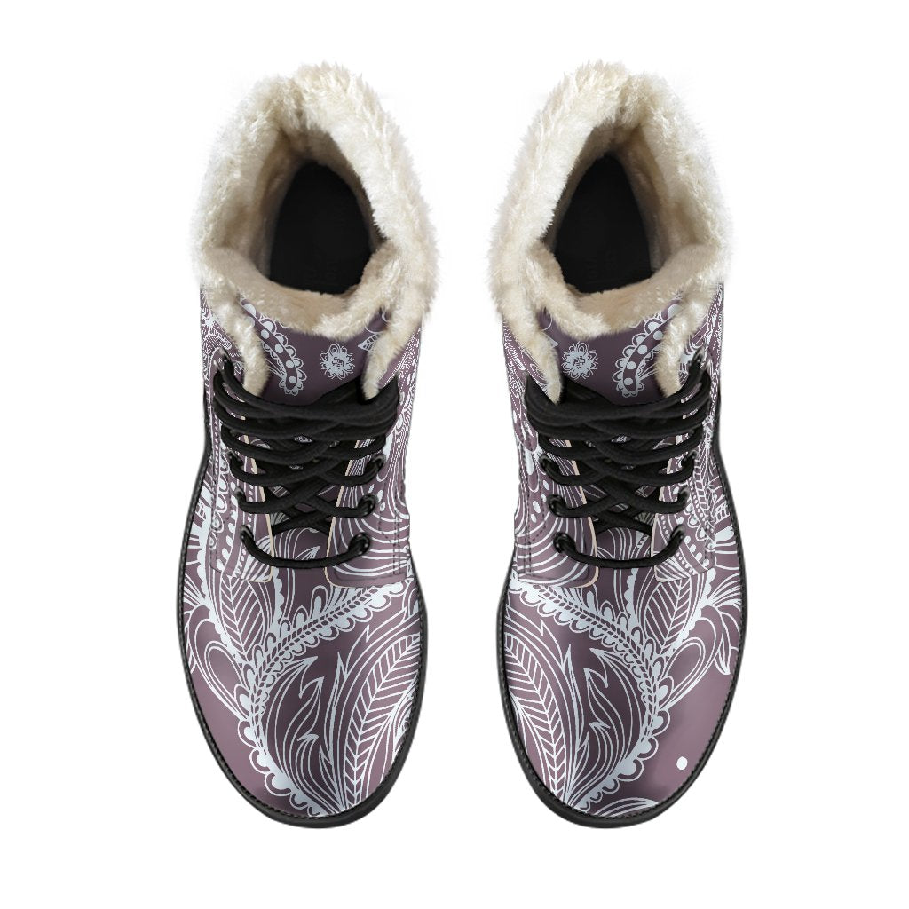 Umber Floral Bohemian Pattern Print Comfy Boots GearFrost