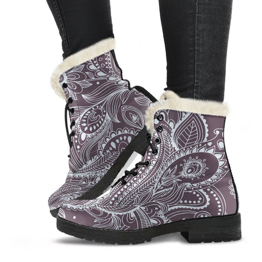 Umber Floral Bohemian Pattern Print Comfy Boots GearFrost