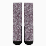 Umber Floral Bohemian Pattern Print Crew Socks