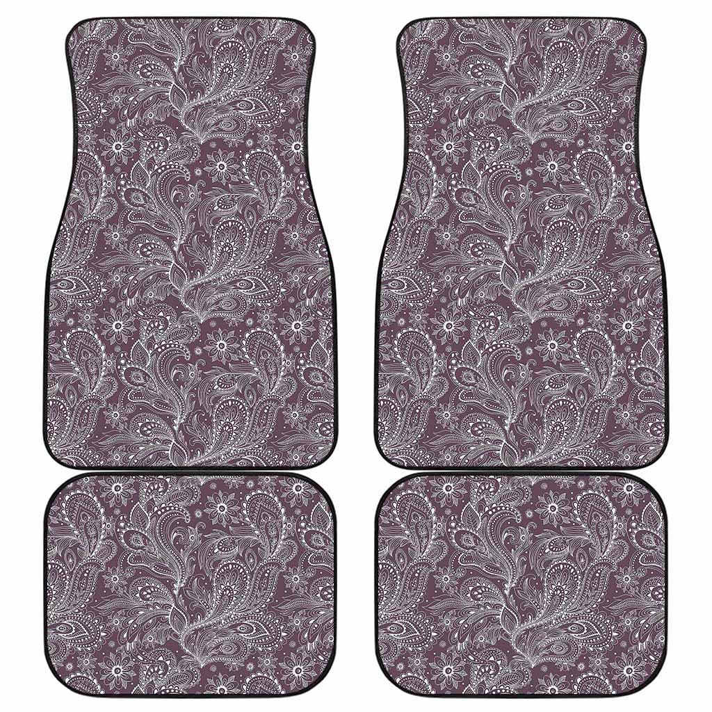 Umber Floral Bohemian Pattern Print Front and Back Car Floor Mats