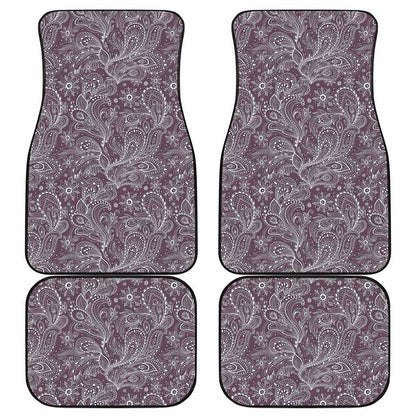 Umber Floral Bohemian Pattern Print Front and Back Car Floor Mats