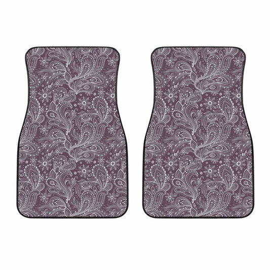 Umber Floral Bohemian Pattern Print Front Car Floor Mats