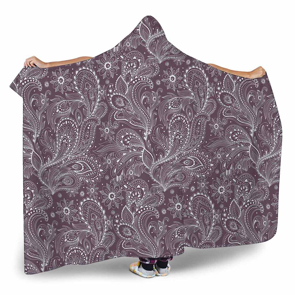 Umber Floral Bohemian Pattern Print Hooded Blanket