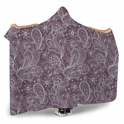 Umber Floral Bohemian Pattern Print Hooded Blanket