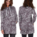 Umber Floral Bohemian Pattern Print Hoodie Dress GearFrost