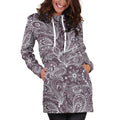 Umber Floral Bohemian Pattern Print Pullover Hoodie Dress