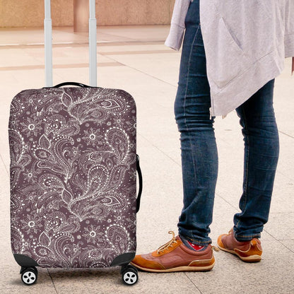 Umber Floral Bohemian Pattern Print Luggage Cover GearFrost