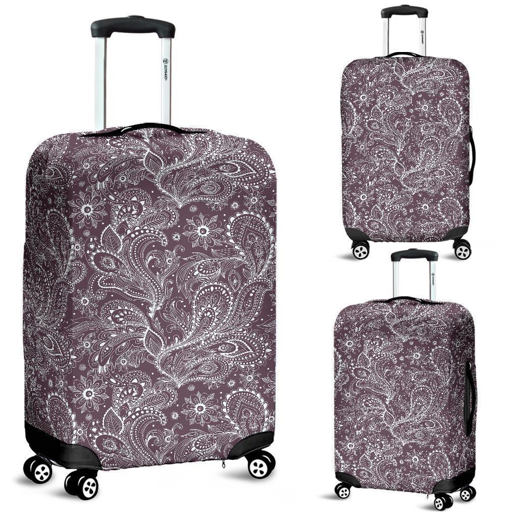 Umber Floral Bohemian Pattern Print Luggage Cover GearFrost