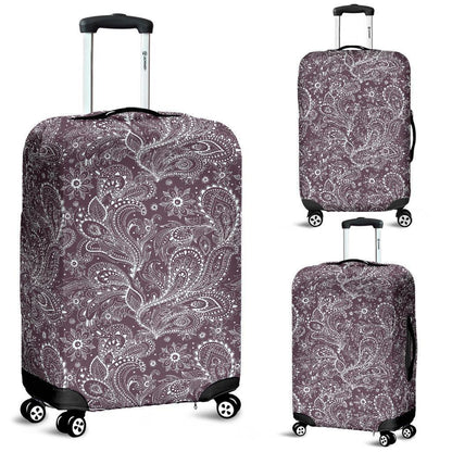 Umber Floral Bohemian Pattern Print Luggage Cover GearFrost