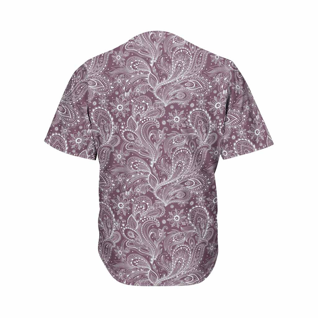 Umber Floral Bohemian Pattern Print Men's Baseball Jersey