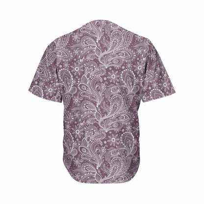 Umber Floral Bohemian Pattern Print Men's Baseball Jersey