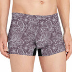Umber Floral Bohemian Pattern Print Men's Boxer Briefs