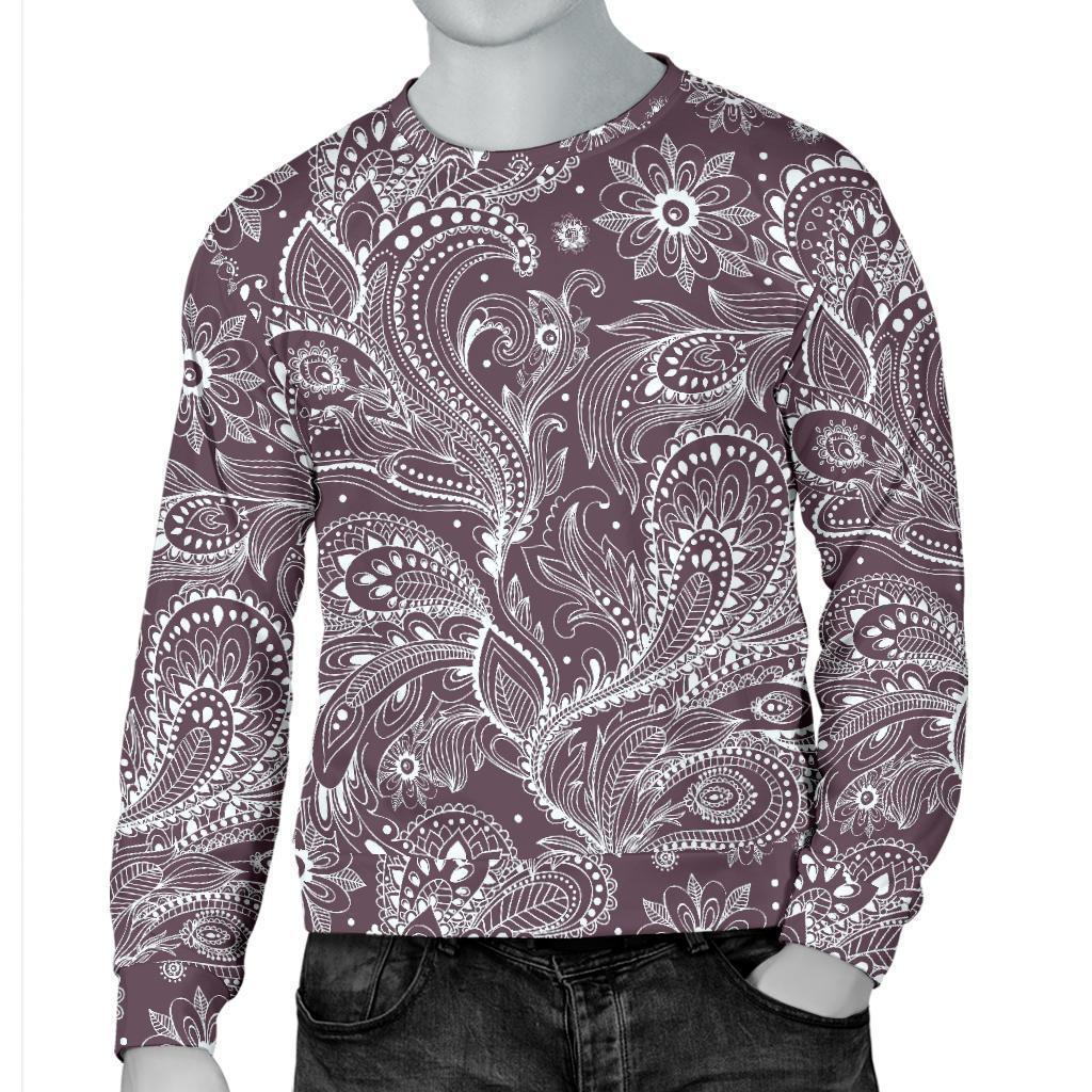 Umber Floral Bohemian Pattern Print Men's Crewneck Sweatshirt GearFrost