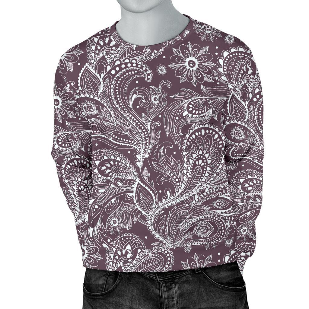 Umber Floral Bohemian Pattern Print Men's Crewneck Sweatshirt GearFrost