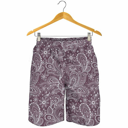 Umber Floral Bohemian Pattern Print Men's Shorts