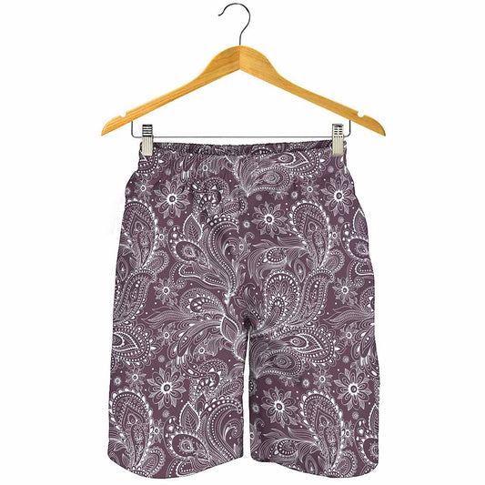 Umber Floral Bohemian Pattern Print Men's Shorts