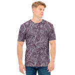 Umber Floral Bohemian Pattern Print Men's T-Shirt
