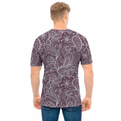 Umber Floral Bohemian Pattern Print Men's T-Shirt