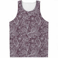 Umber Floral Bohemian Pattern Print Men's Tank Top