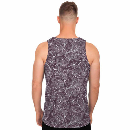 Umber Floral Bohemian Pattern Print Men's Tank Top