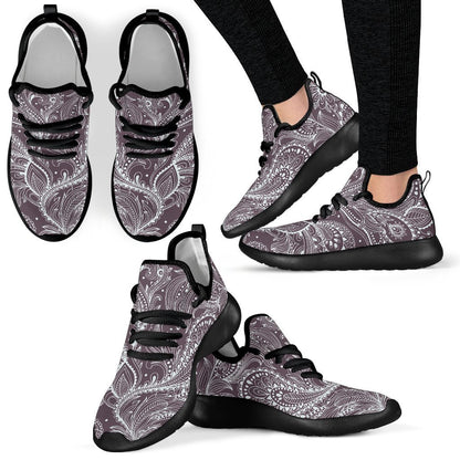 Umber Floral Bohemian Pattern Print Mesh Knit Shoes GearFrost