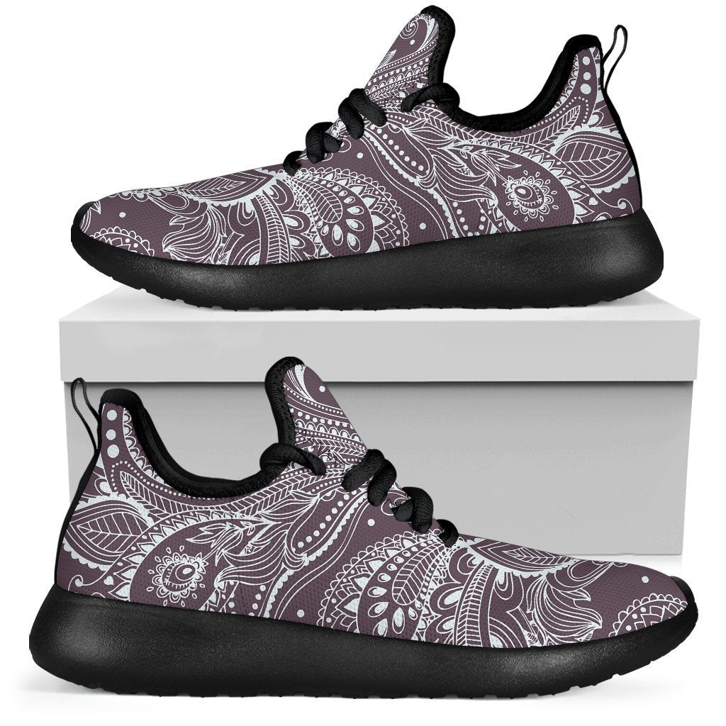 Umber Floral Bohemian Pattern Print Mesh Knit Shoes GearFrost