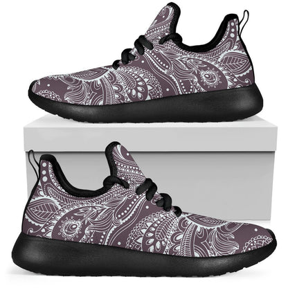Umber Floral Bohemian Pattern Print Mesh Knit Shoes GearFrost