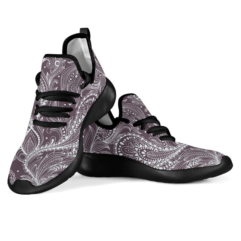 Umber Floral Bohemian Pattern Print Mesh Knit Shoes GearFrost