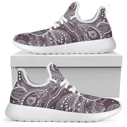 Umber Floral Bohemian Pattern Print Mesh Knit Shoes GearFrost